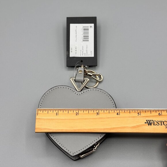 Kate Spade KK753 Liv Heart Coin Purse Bag Charm Smooth Nimbus Grey Leather NWT - Picture 14 of 15